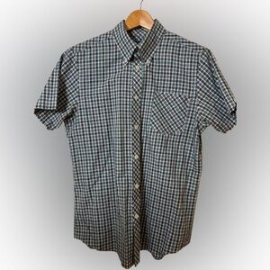 Ben Sherman green plaid classic short sleeve button-down shirt- Size M